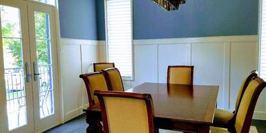 wainscoting installation in a dining room