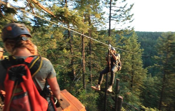 view of guests enjoying Zip line activity