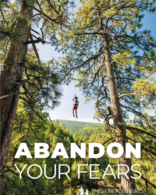 Zip line rider and words abandon your fears