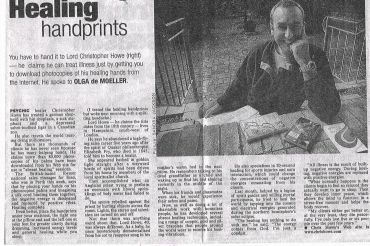 Lord Christopher Howe claims healing through photocopies of his hands.