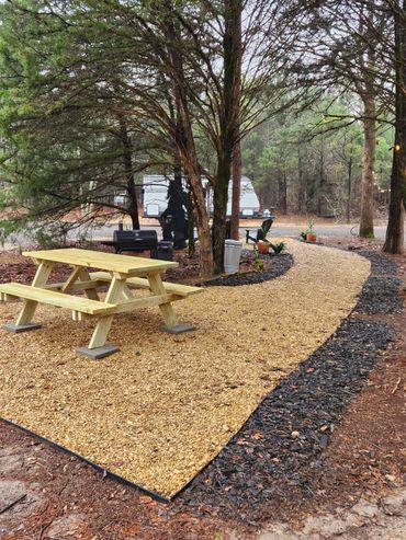 Picnic area transformation, landscape renovation, mulching