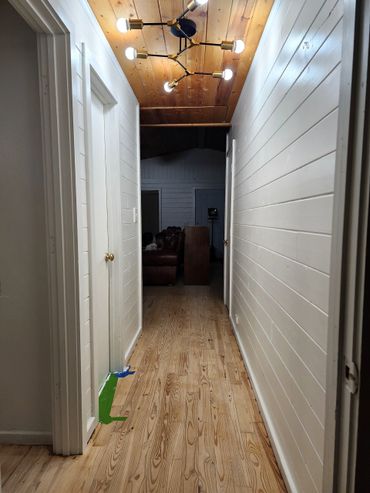 Hallway before, painting services, home renovation contractor, remodel, light fixture installation