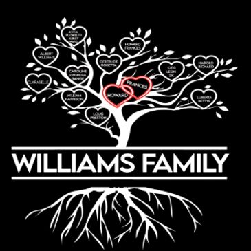 Williams family tree with highlighted couple.