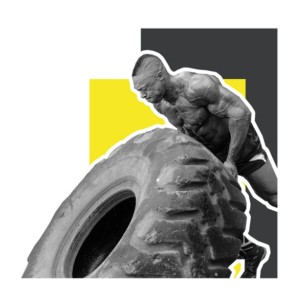 LMT, NASM certified and IFFB Pro Kiran Shrestha mid workout doing tire flips.