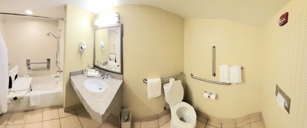 Roll-in-Shower Bathroom available with Queen Handicap accessible room