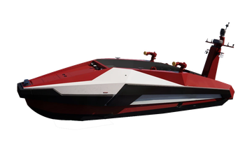 Red and white modern speedboat.