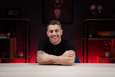 Podcaster happy in Dubai Podcast Studio