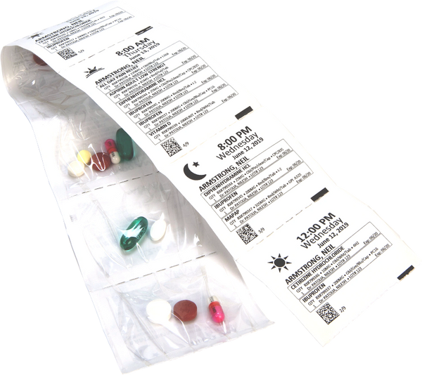 Medication packaging strip pouches