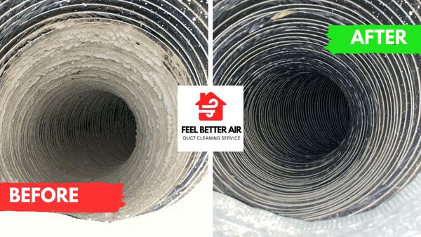 Before and after dusty air duct and clean air duct.