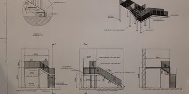 Dessin 2D escalier et palier en acier