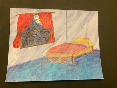 The kids appear lost on a stormy night. The branches on the trees, reaching
like ghostly arms, move