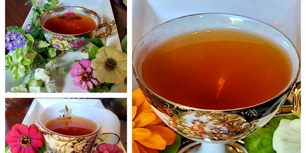 Antique vintage tea cups with flowers