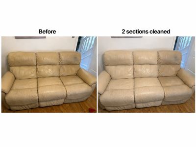 leather sofa being cleaned in yaxley peterborough