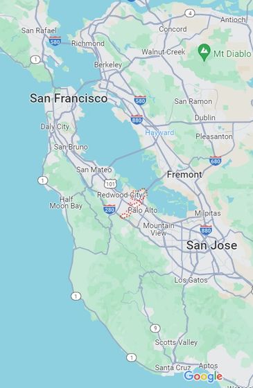 Map of San Francisco Bay Area.