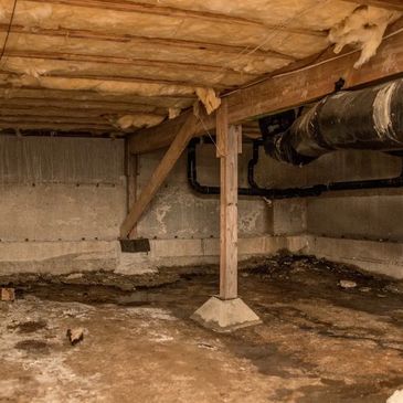 Water intrusion into crawl space.