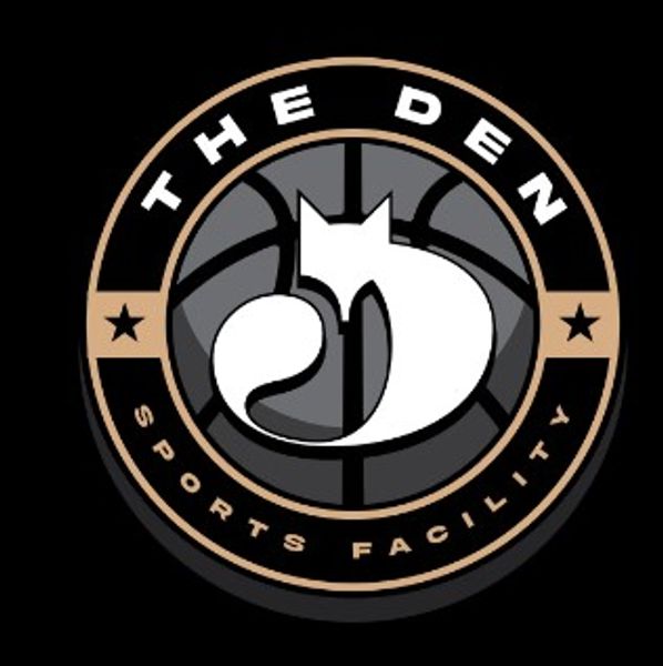 Logo of The Den Sports Facility featuring a fox and basketball.
