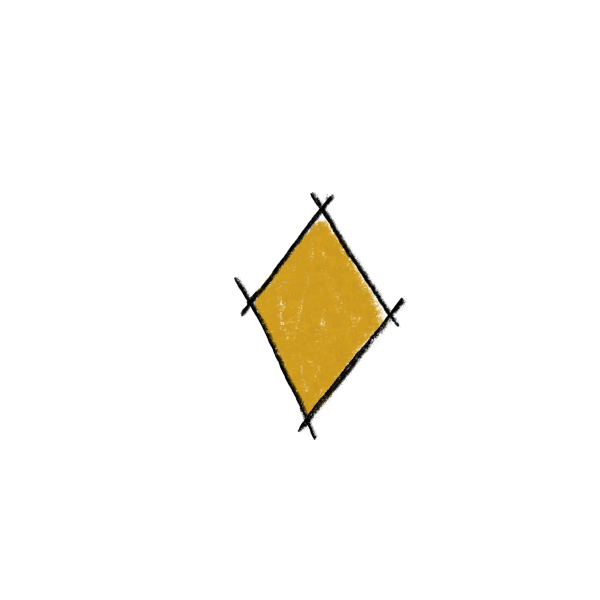 Yellow diamond shape with black borders and corner marks