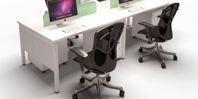 office workstations in Noida with rectangular shape table top and  glass screens