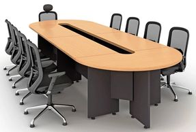 conference table made of board brown and black color combination part of office furniture in Noida