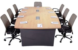 conference table in brown color top and black support base part of office furniture in Noida