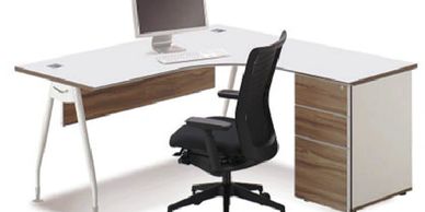 Office furniture manufacturer-office table in elegant white and beige color