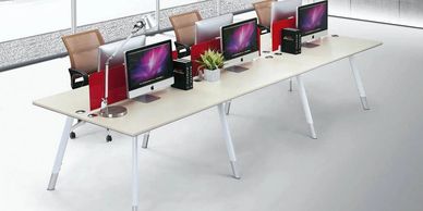 office workstations in Noida with rectangular table and linear screens