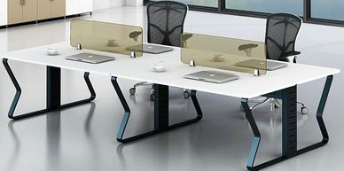 office workstations in Noida with rectangular shape table top and  black angular base