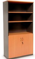 three open shelves and two openable shutters filing cabinet part of office furniture in Noida