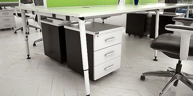 office workstations in Noida with storage and designer legs