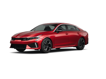 Automóvil sedán deportivo rojo de Kia.