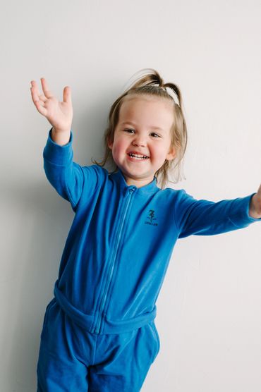 Toddler zipper blue jumpsuits