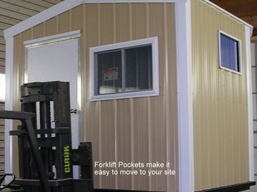 Job Shed -All Steel design with Forklift Pockets and 30:70 Walk Door.  Window option available.