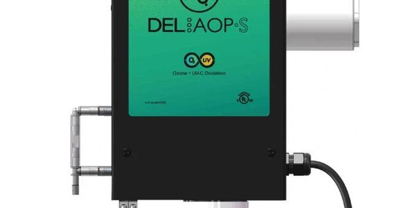 Black and green DEL AOP-S ozone and UV-C oxidation device.