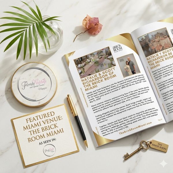 The Brick Room Miami is featured in the pages of Florida Weddings and Special Events Magazine