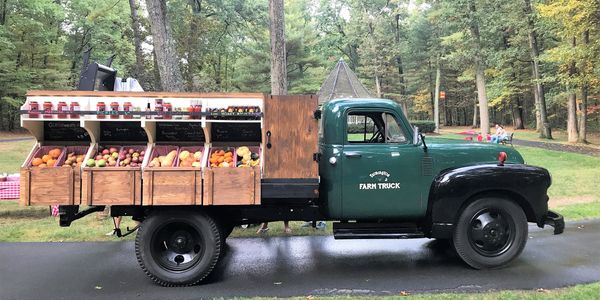 Mobile farmers market on antique farm truck - 1954 Chevy