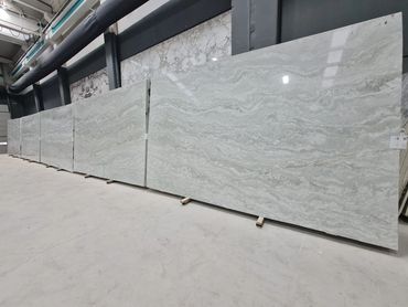 Aqua Green Marble slabs prepared for international architectural projects.