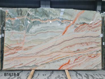 Exclusive Turkish Rainbow Onyx with exceptional light translucency and elegant natural veining.