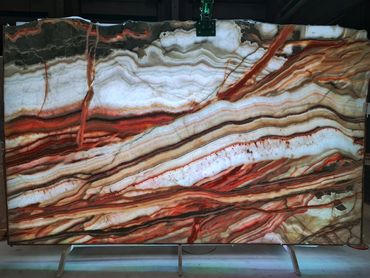 Premium Rainbow Onyx slab for luxury hotels, villas and bespoke interior architecture projects.