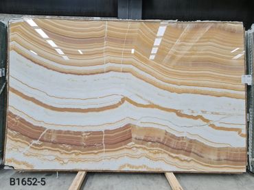 Premium Turkish Mango Onyx block for slabs, cut-to-size and bespoke stone projects.