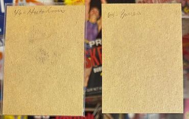 1957 Topps Mel Hutchins #46 and Bob Burrow #64 Proofs (back)