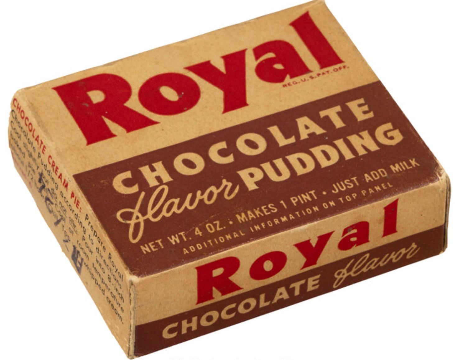 Royal Desserts Chocolate Flavor Pudding, the back of which contianed the George Mikan "card" (black)