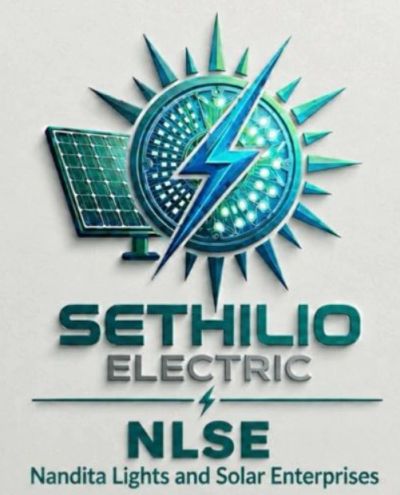 Logo of Sethilio Electric with solar and electric elements.