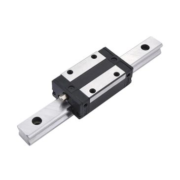 Compact linear guide rail with sliding block for precise movement.