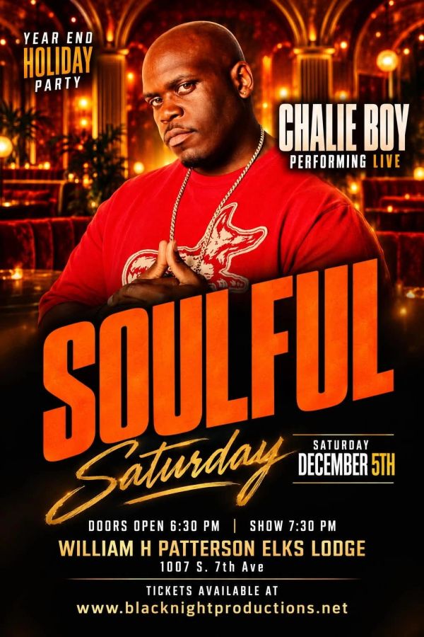 Soulful Saturday holiday party featuring Chalie Boy live.