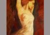 "Maya Plisetskaya as Maenad. The Bolshoi Ballet" - Gouache, Pastel. 39 x 22 in