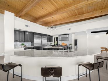 Tongue and groove ceiling with beams