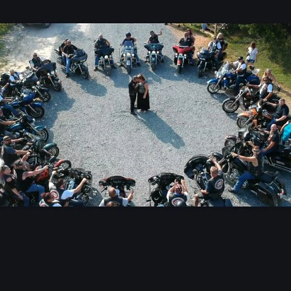 Biker wedding in spring