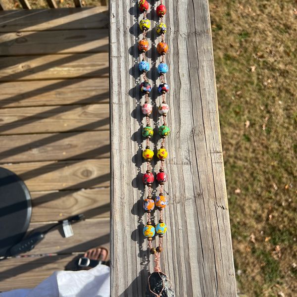 Custom Ghanian beaded protection necklace with Black Tourmaline. Also infused with the energy of Oya