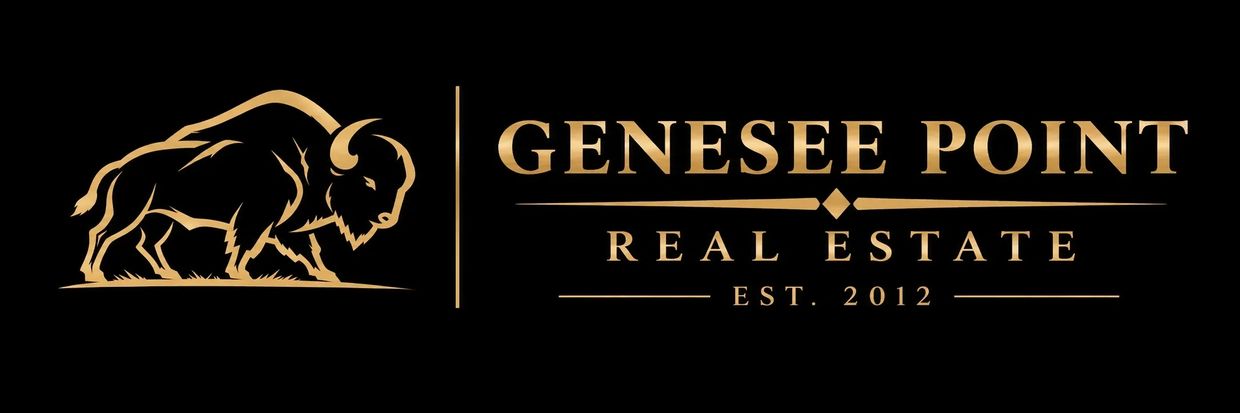 Gold buffalo and Genesee Point Real Estate logo.