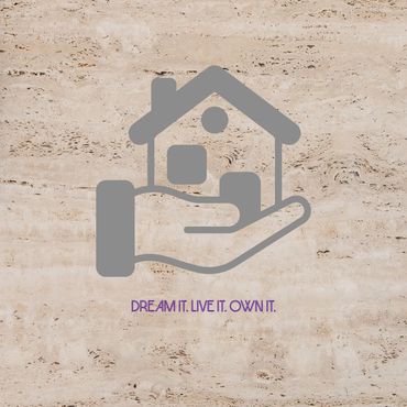 Hand holding a house icon with the phrase about home and future.